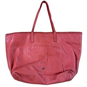 Ash Coral Pink Leather Whipstitch Tote Bag Braided Tassel Star Stud With Dustbag